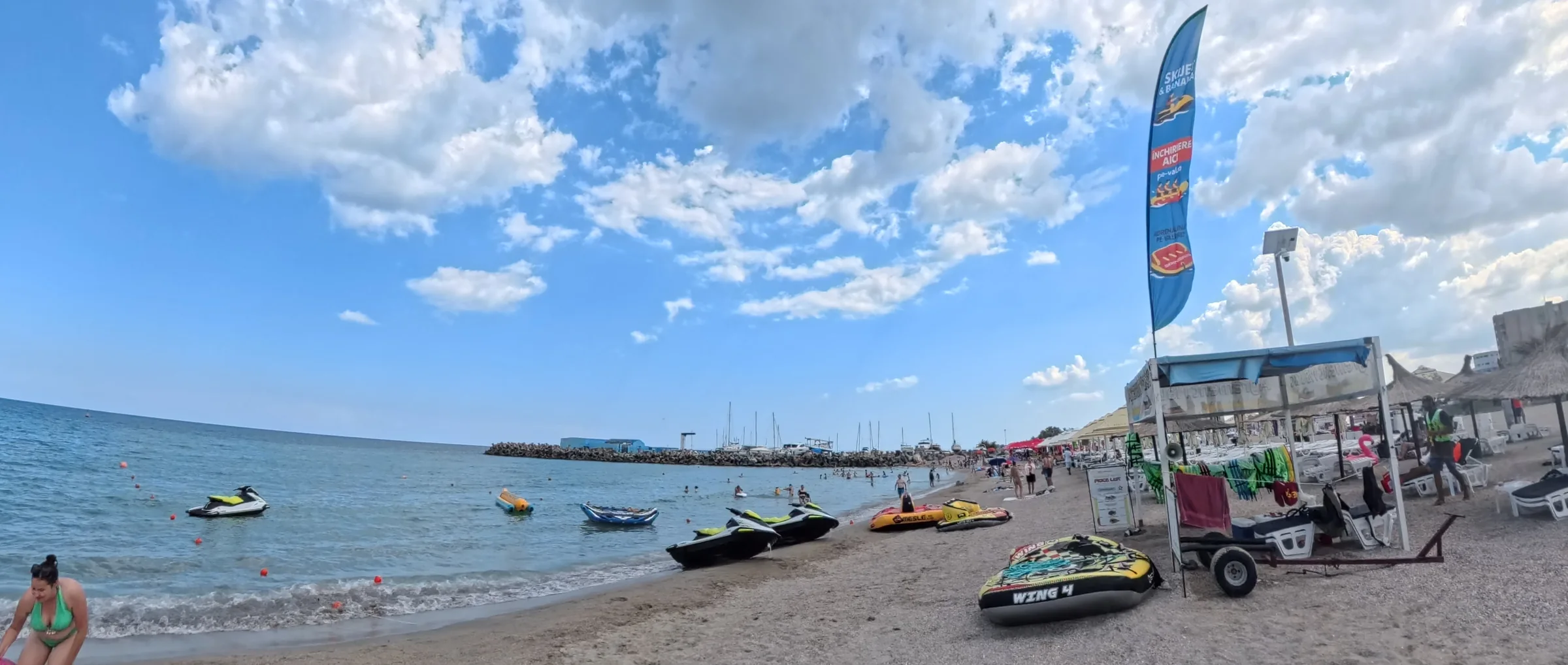 Punctul nautic Pe-Val Eforie Nord, plaja și marea în dreptul punctului de agrement